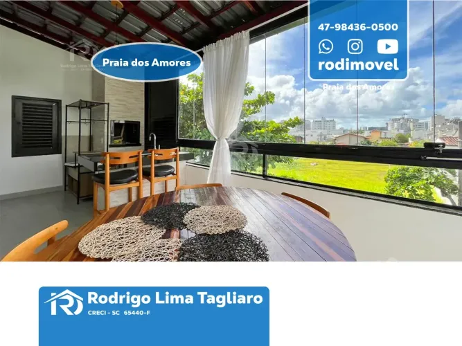 2 suítes com churrasqueira, 105 m², garagem fixa, Praia dos Amores, Locação anual R$ 5.200