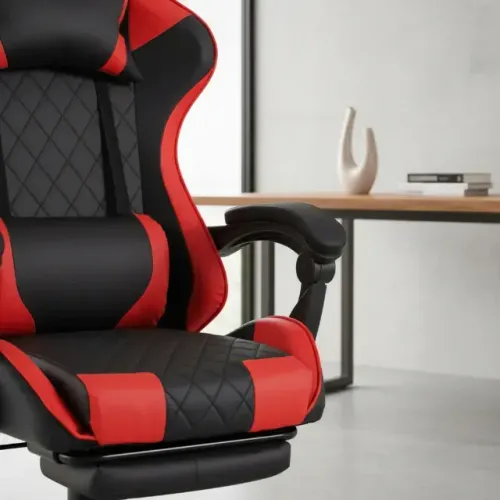 Cadeira Gamer Escritorio Giratória Reclinável Preta Vermelha Fohar