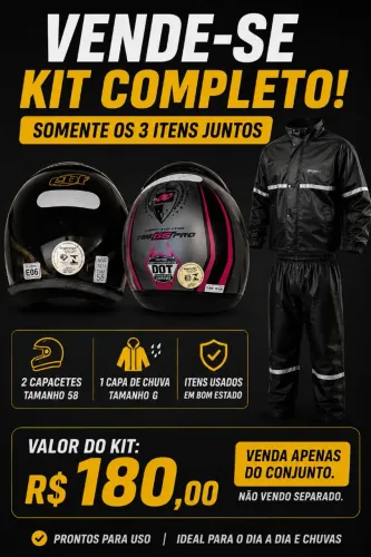 Vendo 2 capacetes tamanho 58 + capa de chuva 