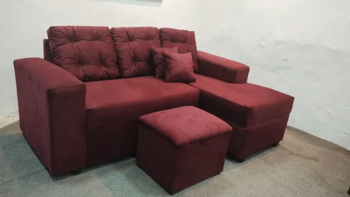 PROMOÇÃO! Sofá c/ Chaise + Puff + 02 mini Almofadas Direto da Fábrica!