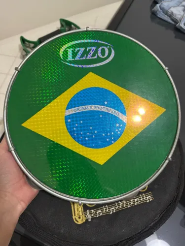 Pandeiro 10 Pol Izzo Abs Verde Pele Bandeira Do Brasil Verde