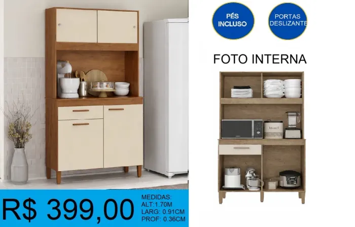 Armário de cozinha simples / entrega e montagem grátis