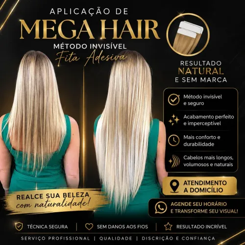 Aplicação de mega hair na fita adesiva método invisível