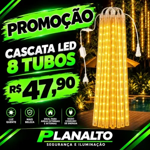 CASCATA 8 TUBOS 50CM (EMENDA) - BRANCO QUENTE (NOVO) NATALINA