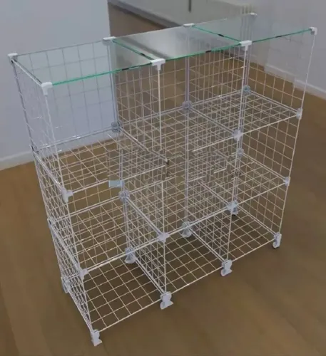 Balcão aramado com tampo de vidro 1mt× 30cm