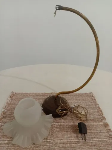 Estrutura Vintage para Abajur/Luminária com Cúpula de Vidro - Antiguidade para Restauração