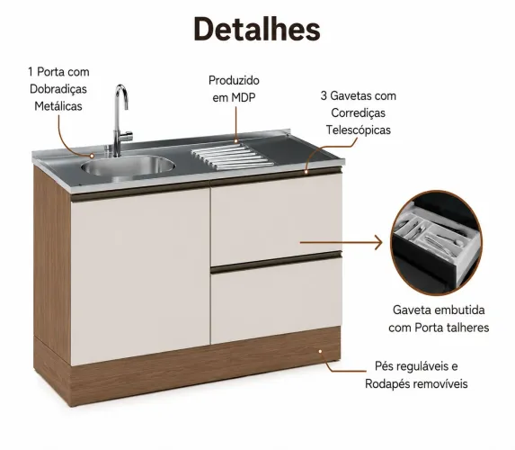 BALCÃO P/ PIA POLIMAM FLEX