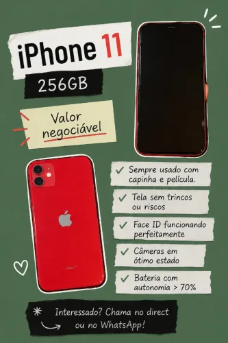 Iphone 11 - 256 gb - bom estado - valor negociável