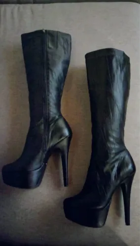 Bota ONLY - Cano Alto / Salto meia pata de couro (forrada) 36/37