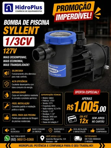 Bomba De Piscina Monofásica Sylent 1/3Cv
