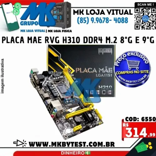 placa mae RVG H310 DDR4 M.2 8°G e 9°G
