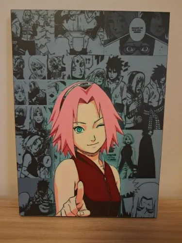 Quadro decorativo de Naruto Sakura - Madeira MDF