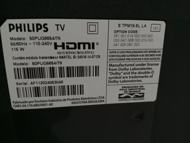 Vendo TV de 50 polegadas Philips com defeito