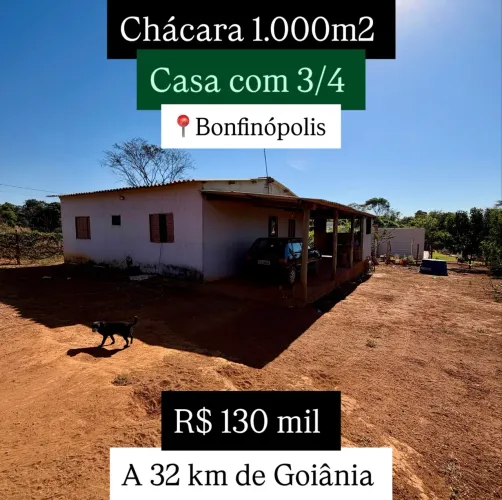 Chácara com Casa 3/4 - A 32 km de Goiânia