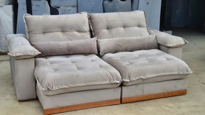 Sofa retratil luxo 2,50m bege 