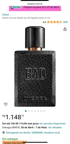 Perfume Diesel Bad 125ml (Troco)