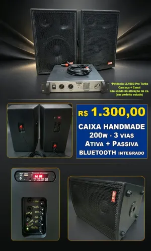 Caixas Handmade 200W - 3 vias - Ativa+Passiva com bluetooth