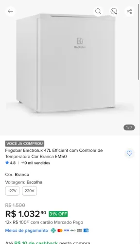 Frigobar na caixa (novo)