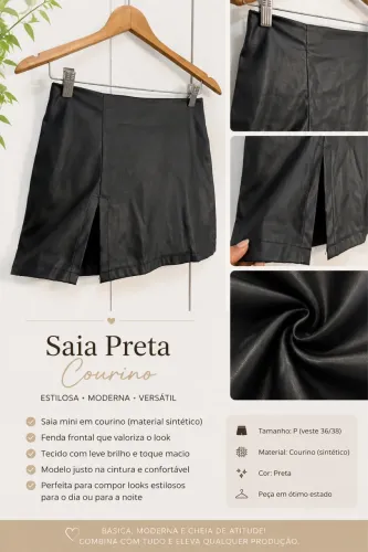 Saia preta courino 