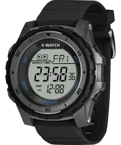 Relógio digital X-Watch na caixa.