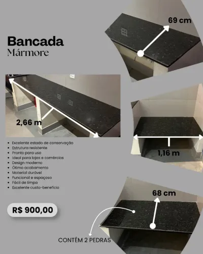 BANCADA EM GRANITO PRETO SÃO GABRIEL
