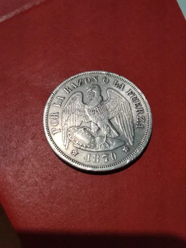 Moeda de prata antiga de 1870 Chile 