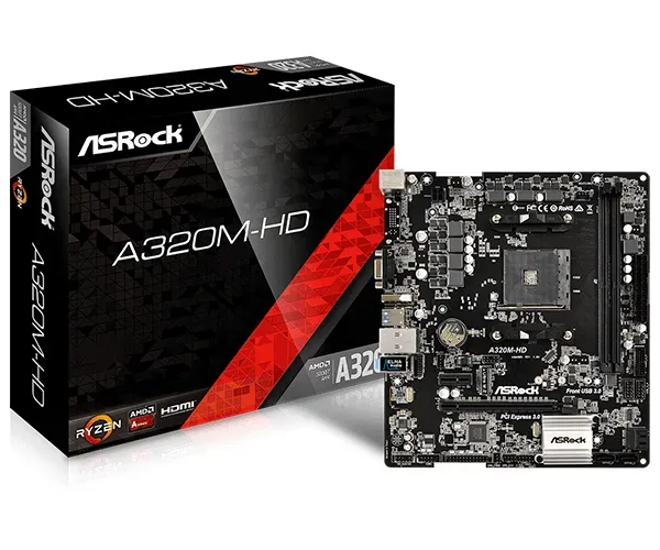 Placa-mãe Asrock A320m-hd Am4 (ryzen Séries 1000 A 5000)