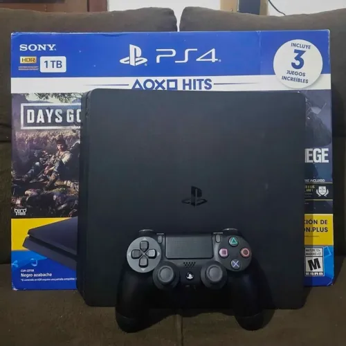 PS4 Slim 1 TB DESBLOQUEADO Completo na Caixa