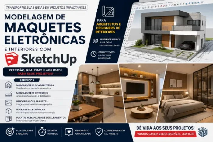 Aulas ou prestação de serviços em Maquetes Eletrônicas e Design de Interiores