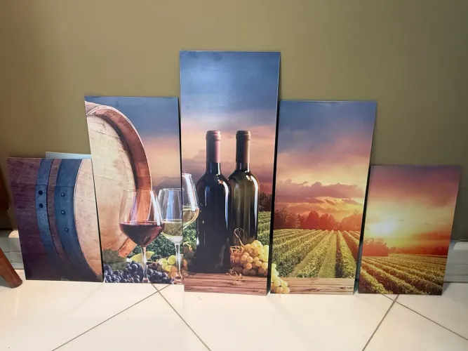 Kit Quadros Tema Vinho - 5 placas de colar 