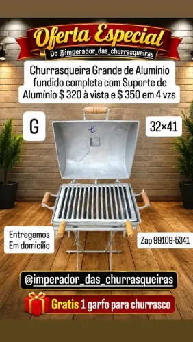 Churrasqueira Grande de Alumínio fundido 32×41 e 27×49