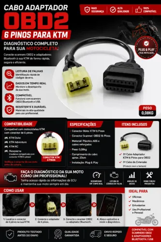 CABO ADAPTADOR OBD2 6 PINOS KTM  