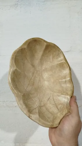 Fruteira de pedra-sabão, forma orgânica, 25 x 19 x 6cm
