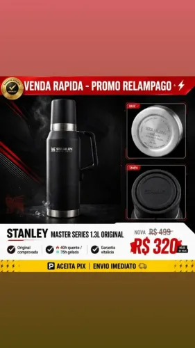 Garrafa Térmica Stanley Master Series 1.3L Original - Preta - 1,3 Litro