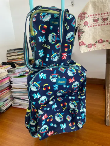 mochila rodinhas Tubarao puket mais lancheira