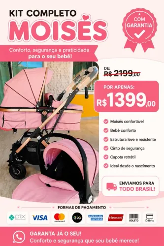 Carrinho de bebê importado novo<br>Conforto, segurança e muito estilo para o seu bebê ?