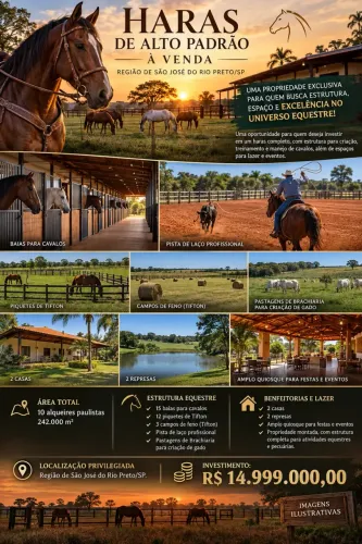 HARAS DE ALTO PADRÃO À VENDA | REGIÃO DE SÃO JOSÉ DO RIO PRETO/SP