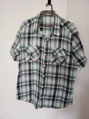 camisa masculina hering fashion xadrez verde e azul - tam m