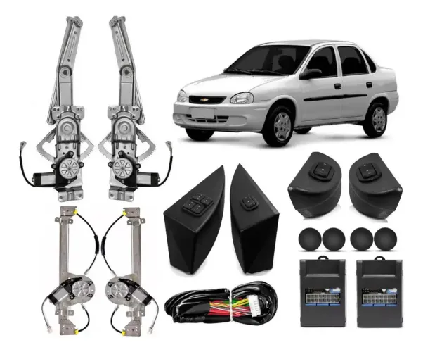 Kit de Vidro Elétrico Corsa 2002 em diante Completo 4P