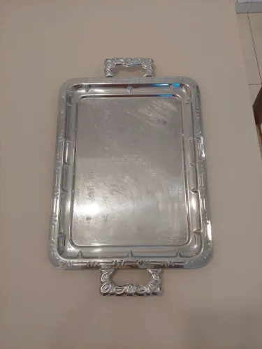 Bandeja Inox Clássica Xadrez 53 x 33 Pantheon