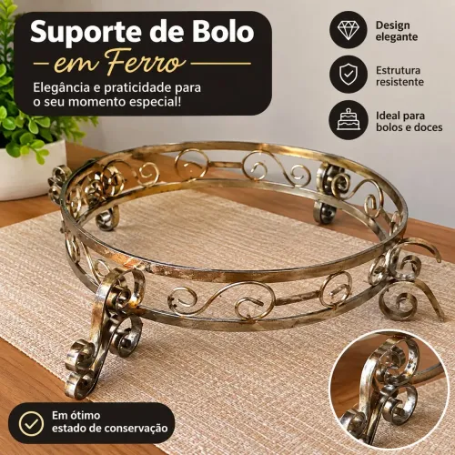 Suporte de Bolo em Ferro Decorado