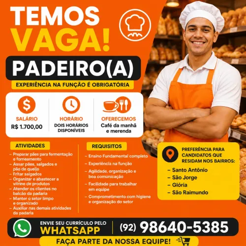 Vaga - Padeiro(a)