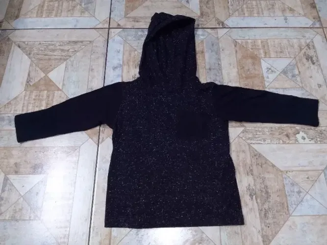 Camiseta Manga Longa Preta Infantil Bebê Poim Tm. 1