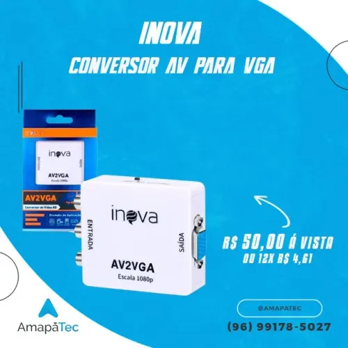 Conversor de Video e Áudio AV RCA para VGA INOVA