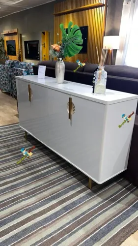 Buffet Aparador 4 Portas Marsala 160cm Pés de Ferro - Lukaliam Móveis - Off White