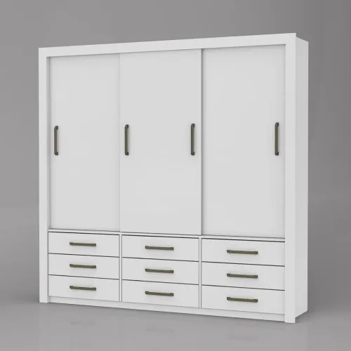 Guarda-roupa com 3 Portas de Correr e 6 Gavetas Anjos s54