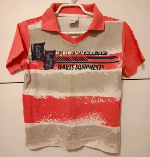 Camisa polo listrada manga curta 