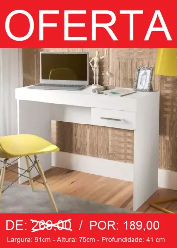 Escrivaninha com 1 gaveta - Entrega e montagem gratis - Compre hoje e receba amanhã