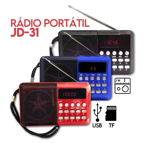 Rádio Portátil FM Leitor de Cartão PenDrive 