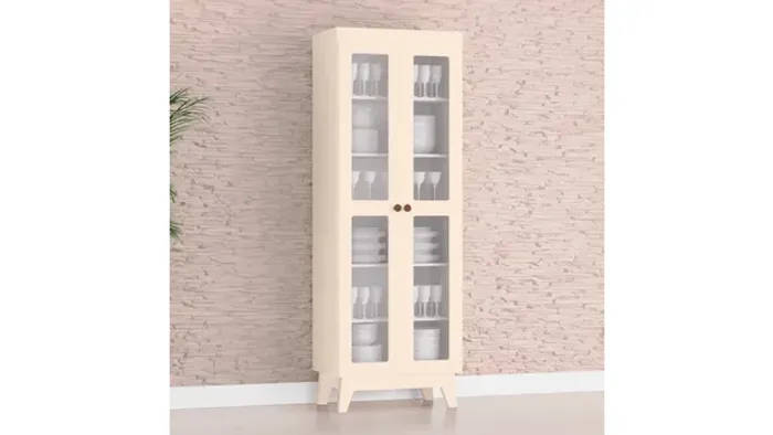 Cristaleira Tuboarte 02 Portas Com Vidro Maya Off White